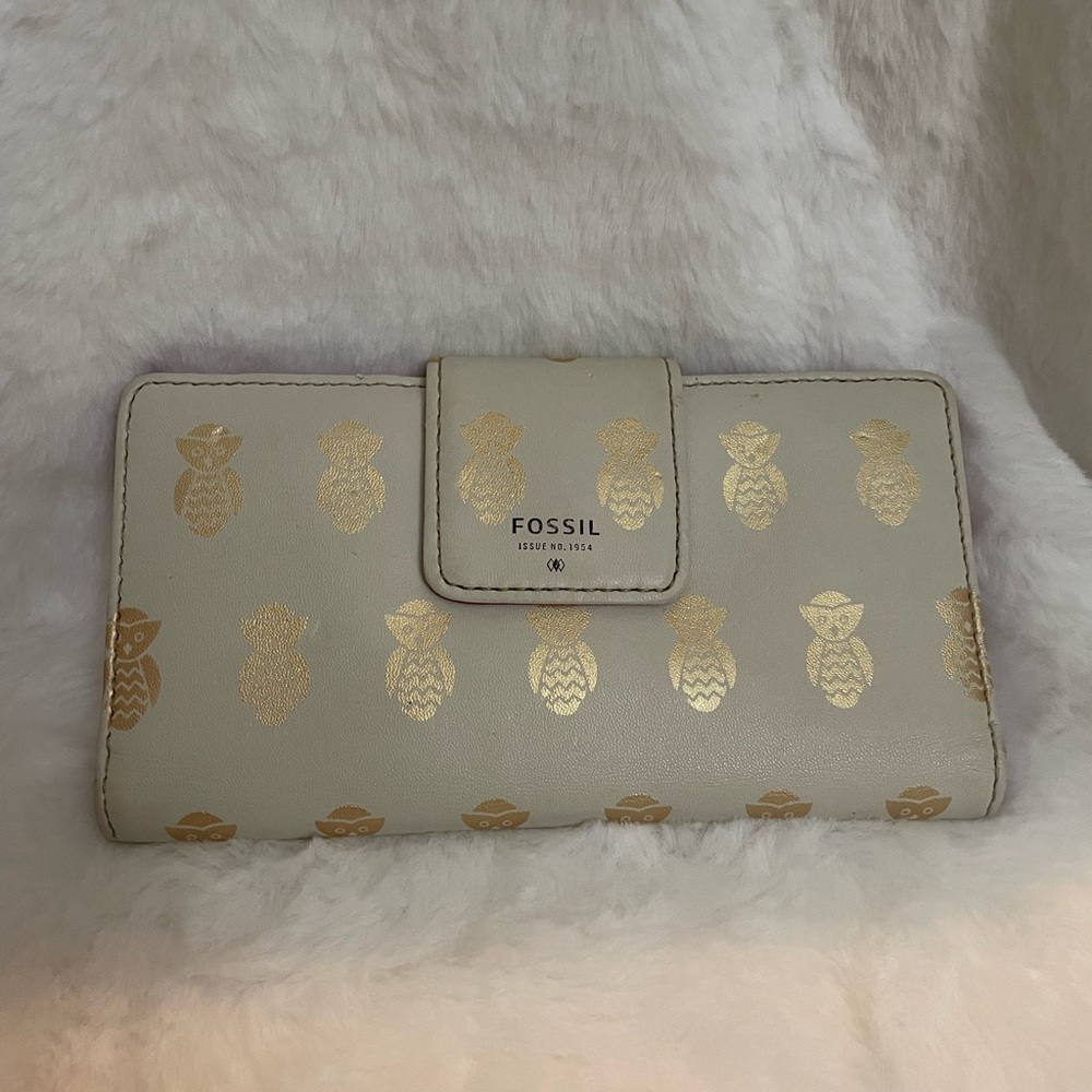 Fossil Gold Owl Bifold Wallet